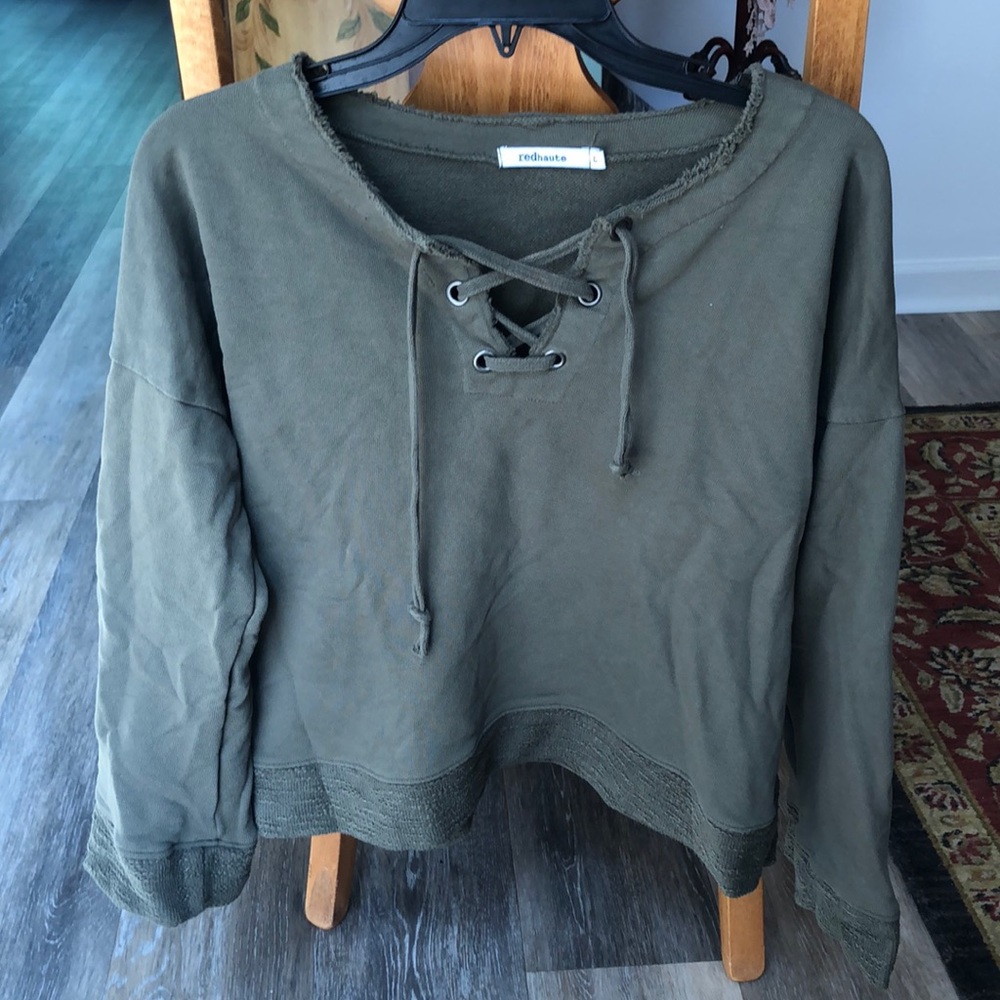 Redhaute Green Tie-up Long-sleeve T-shirt